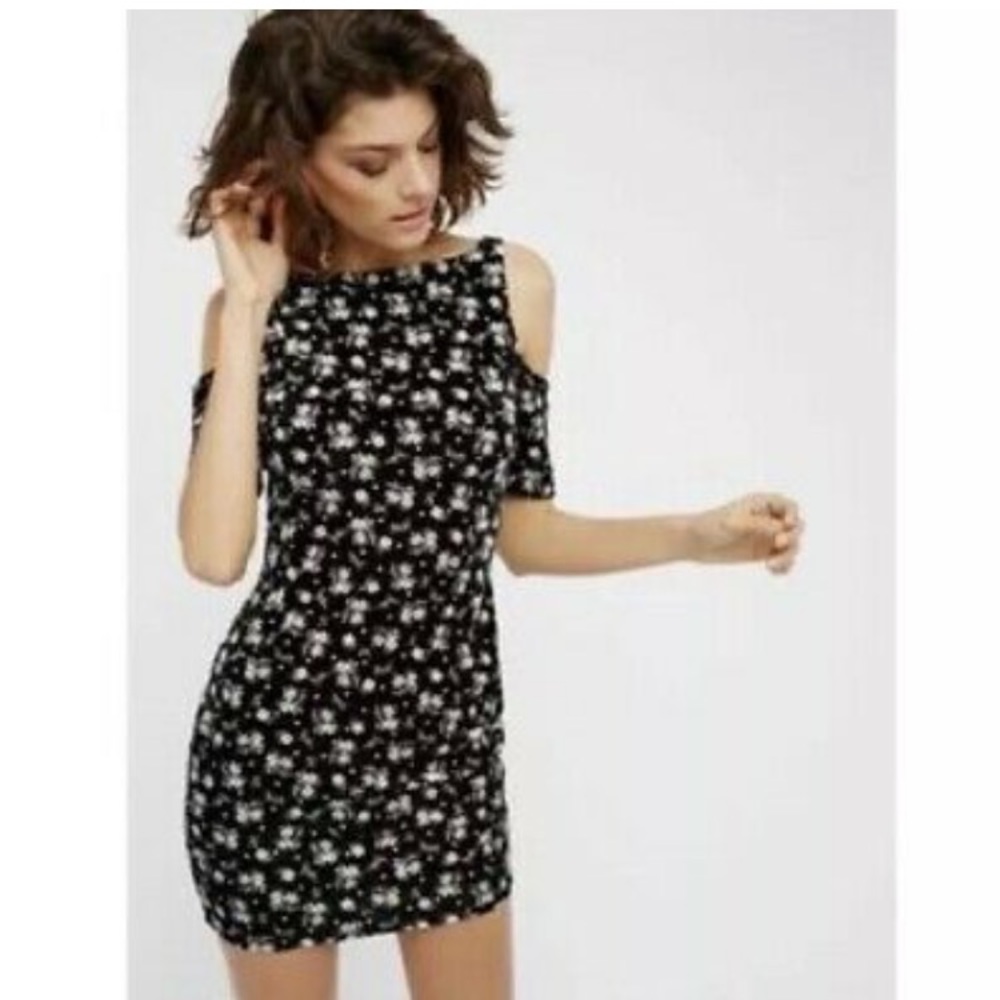 Free People Velvet Floral Backless Dress